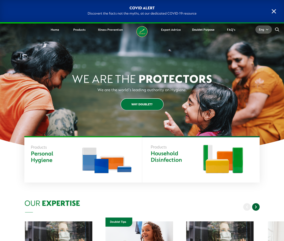Doublet homepage with the COVID alert module