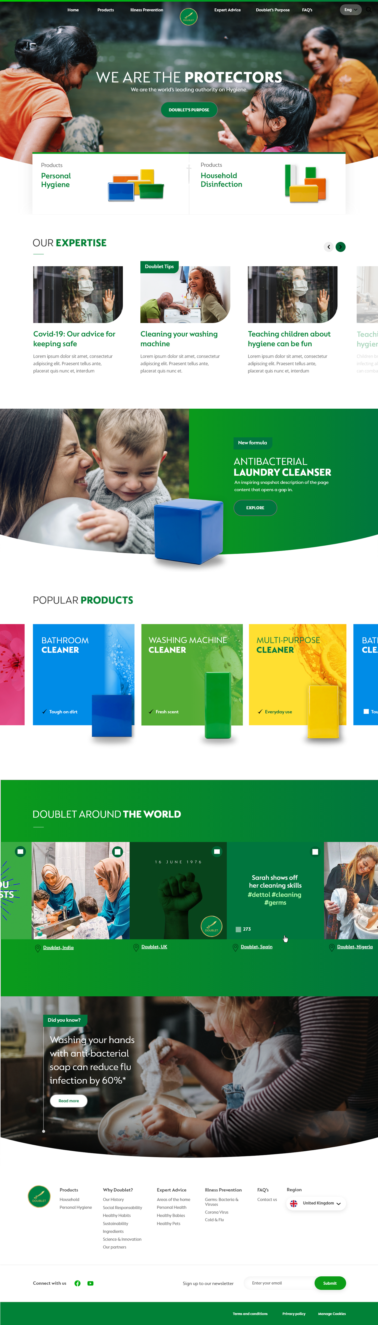 Final Doublet homepage layout from the master template