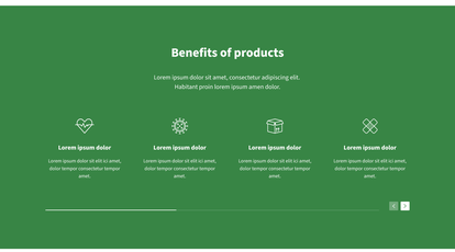 The same benefits section themed in green
