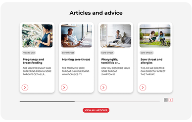 Articles list section in a neutral grey theme