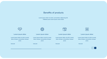 Benefits section themed in navy blue