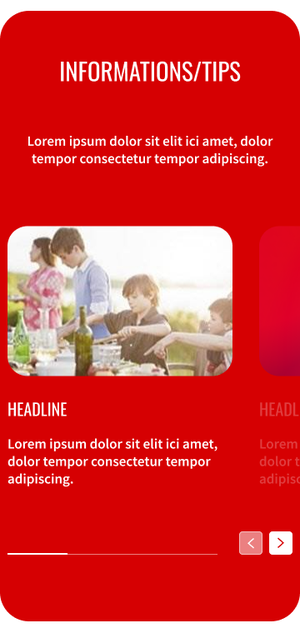Informations/tips section on mobile, red theme